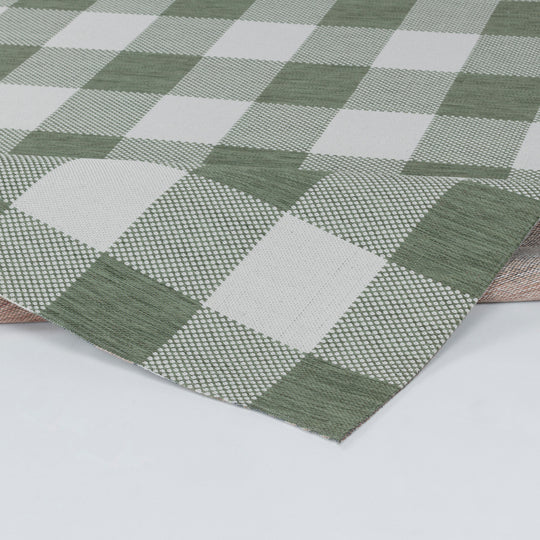 Tapis d'Extérieur/Intérieur à Carreaux Vert/Ivoire  Goris