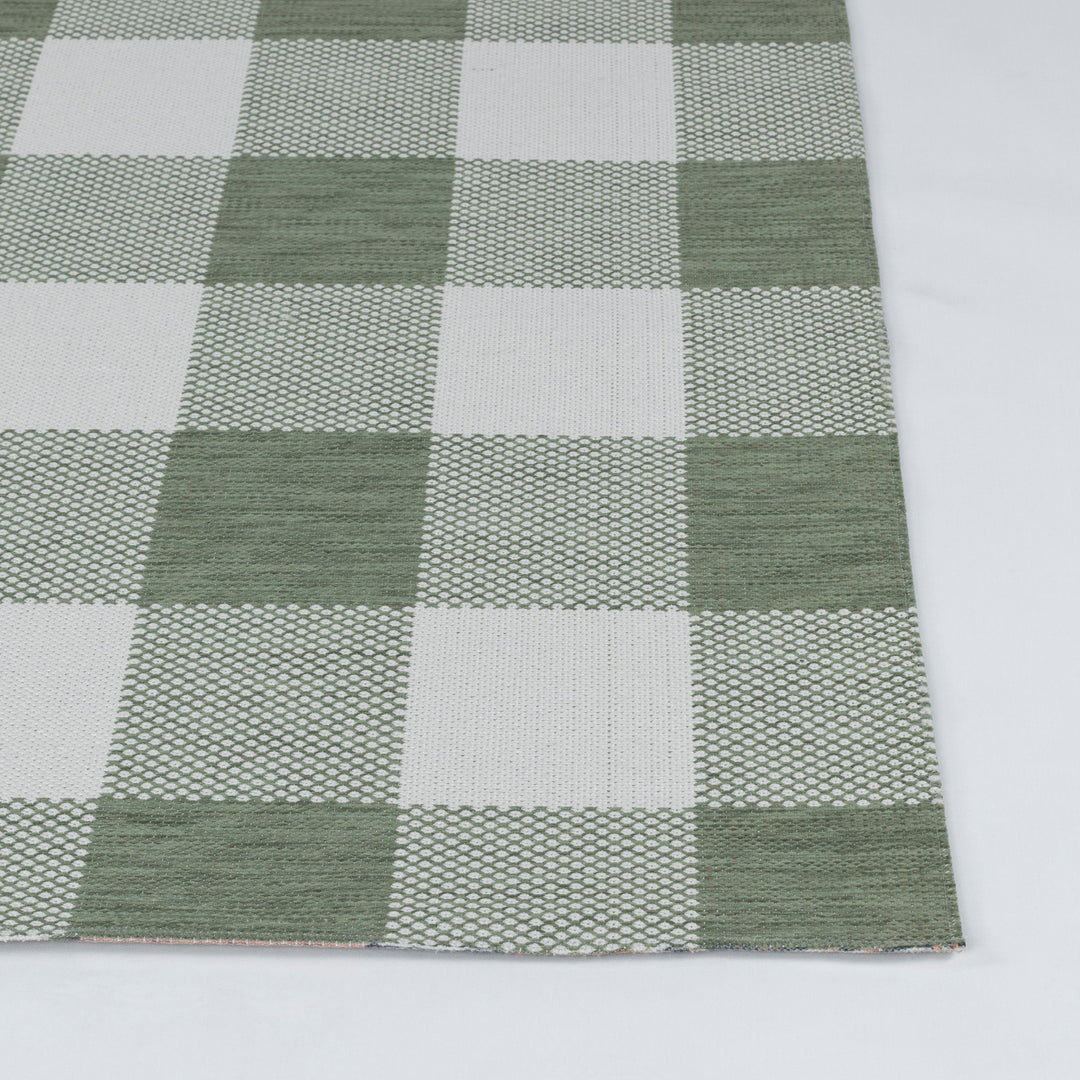 Tapis d'Extérieur/Intérieur à Carreaux Vert/Ivoire  Goris