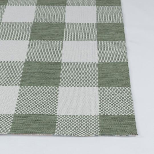 Tapis d'Extérieur/Intérieur à Carreaux Vert/Ivoire  Goris