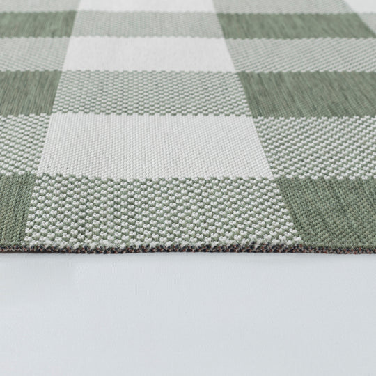 Tapis d'Extérieur/Intérieur à Carreaux Vert/Ivoire  Goris