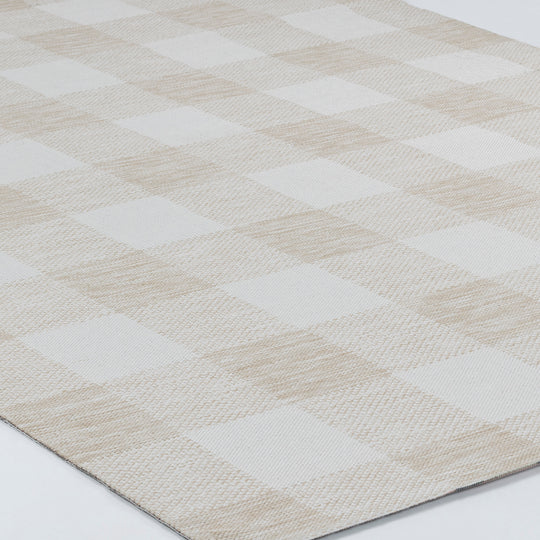 Tapis d'Extérieur/Intérieur à Carreaux Beige Clair/Ivoire Goris