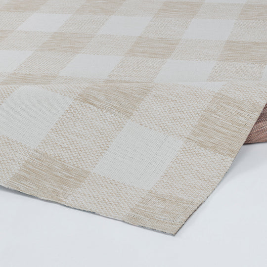 Tapis d'Extérieur/Intérieur à Carreaux Beige Clair/Ivoire Goris