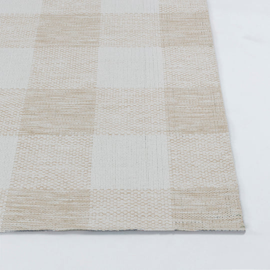 Tapis d'Extérieur/Intérieur à Carreaux Beige Clair/Ivoire Goris