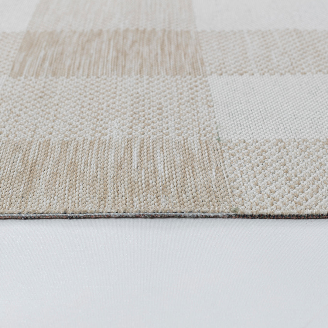 Tapis d'Extérieur/Intérieur à Carreaux Beige Clair/Ivoire Goris