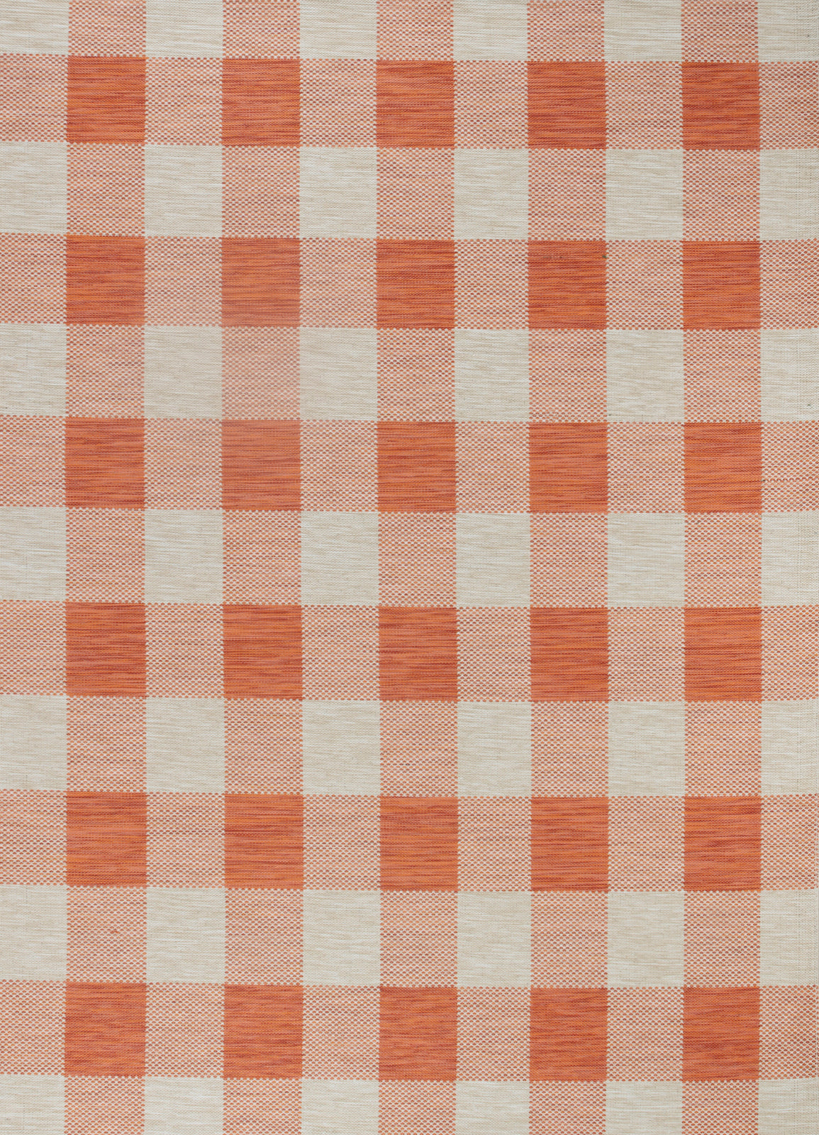 Tapis SURYA Goris extérieur rétro, motif carreaux vichy orange et beige, vue 2