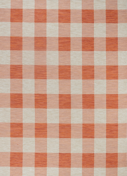 Tapis d'Extérieur/Intérieur à Carreaux Orange/Beige Goris