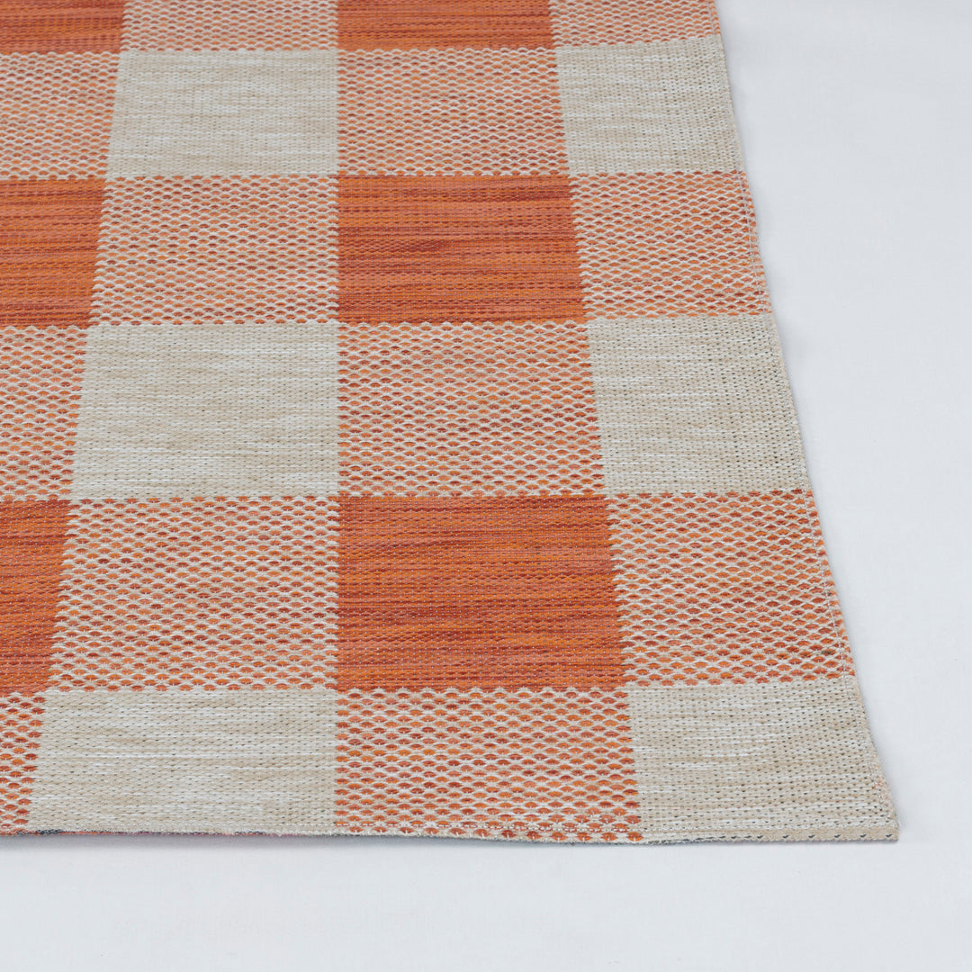 Tapis d'Extérieur/Intérieur à Carreaux Orange/Beige Goris