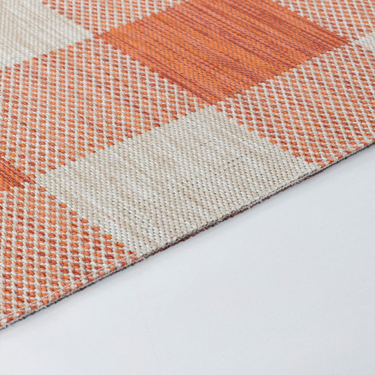 Tapis d'Extérieur/Intérieur à Carreaux Orange/Beige Goris