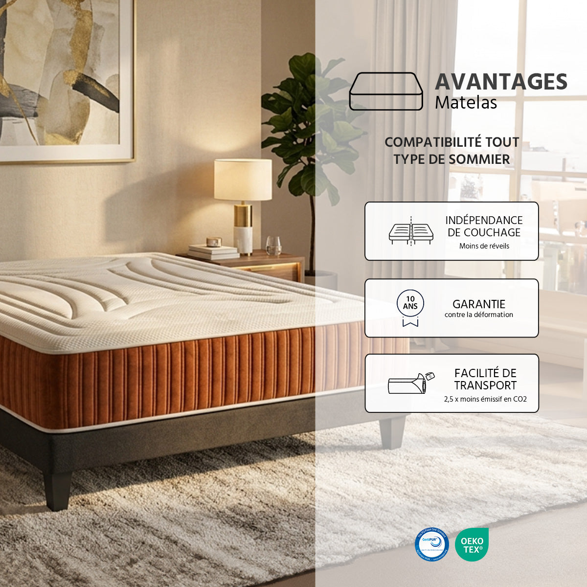 Matelas BELLECOUR Jacobin à mémoire de forme 34cm
