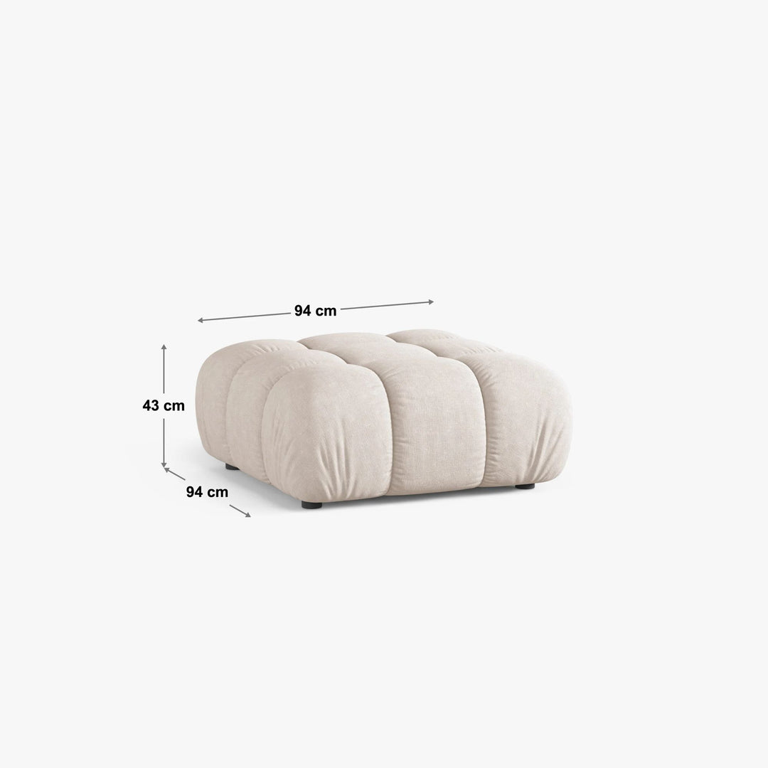 Ensemble Module d'angle droit et Pouf MICADONI Bellis en tissu bouclé Beige clair