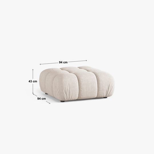Ensemble Module d'angle droit et Pouf MICADONI Bellis en tissu bouclé Beige clair
