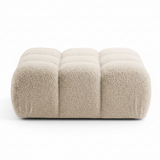 Pouf MICADONI Bellis en tissu bouclé Beige clair