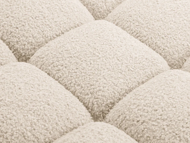 Pouf MICADONI Bellis en tissu bouclé Beige clair