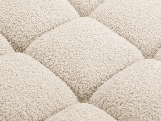 Pouf MICADONI Bellis en tissu bouclé Beige clair