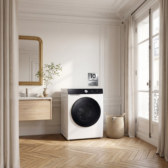 Lave-linge hublot SAMSUNG WW90DB7U94GE Bespoke AI 9kg blanc — en situation