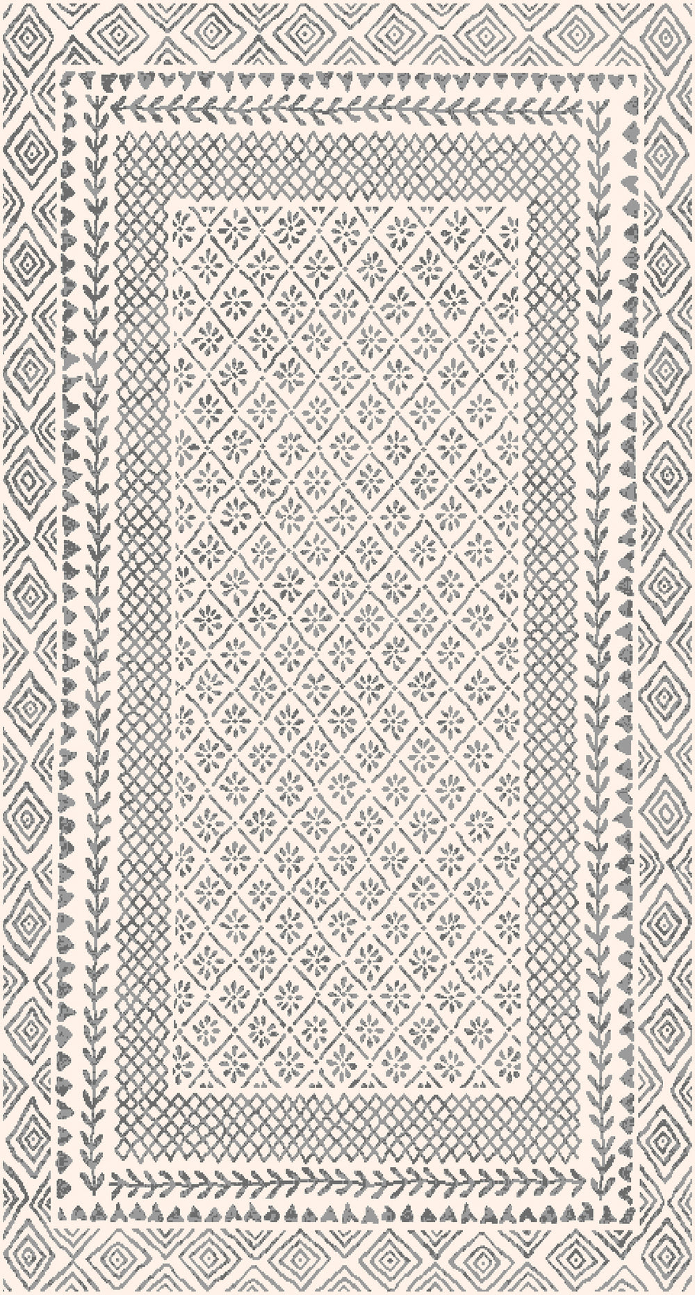 Tapis Scandinave Bohème Gris/Beige Monaco