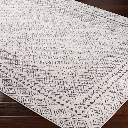 Tapis Rond Scandinave Bohème Gris/Beige Rond Monaco