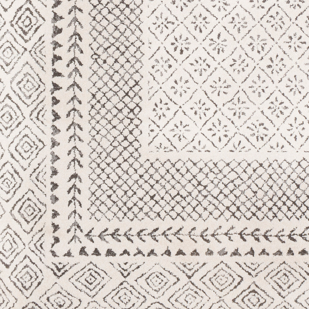 Tapis Rond Scandinave Bohème Gris/Beige Rond Monaco