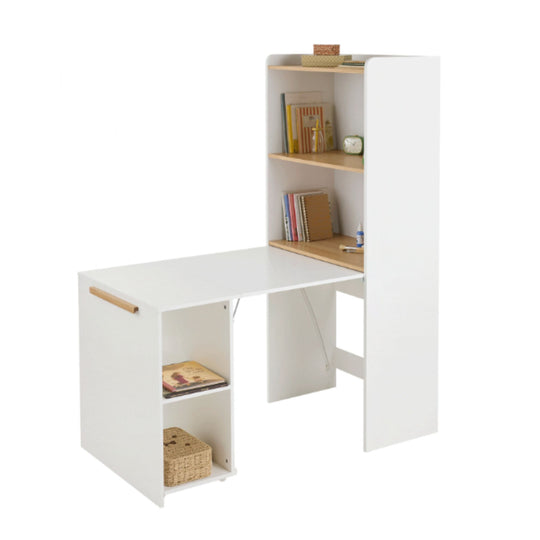 Bibliothèque avec bureau intégré VERTBAUDET Modulo blanc