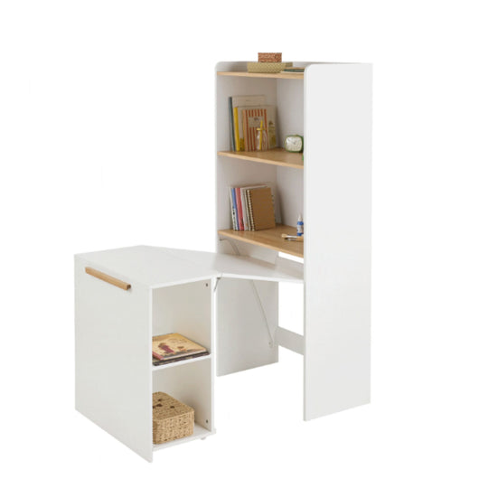 Bibliothèque avec bureau intégré VERTBAUDET Modulo blanc