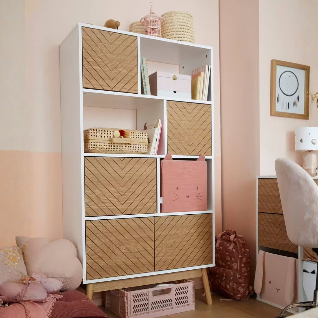 Bibliothèque VERTBAUDET Chevrons blanc/bois