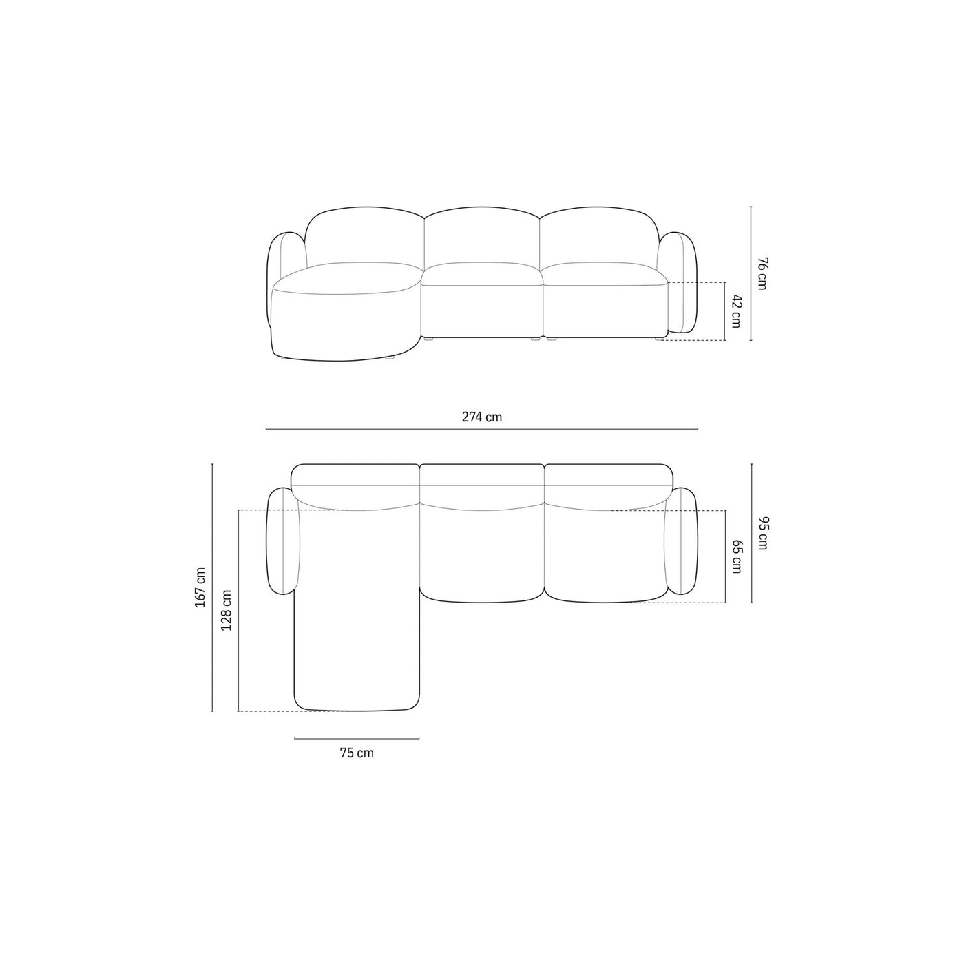 Canapé d'angle gauche MICADONI Blair 4 places en Velours Ecru