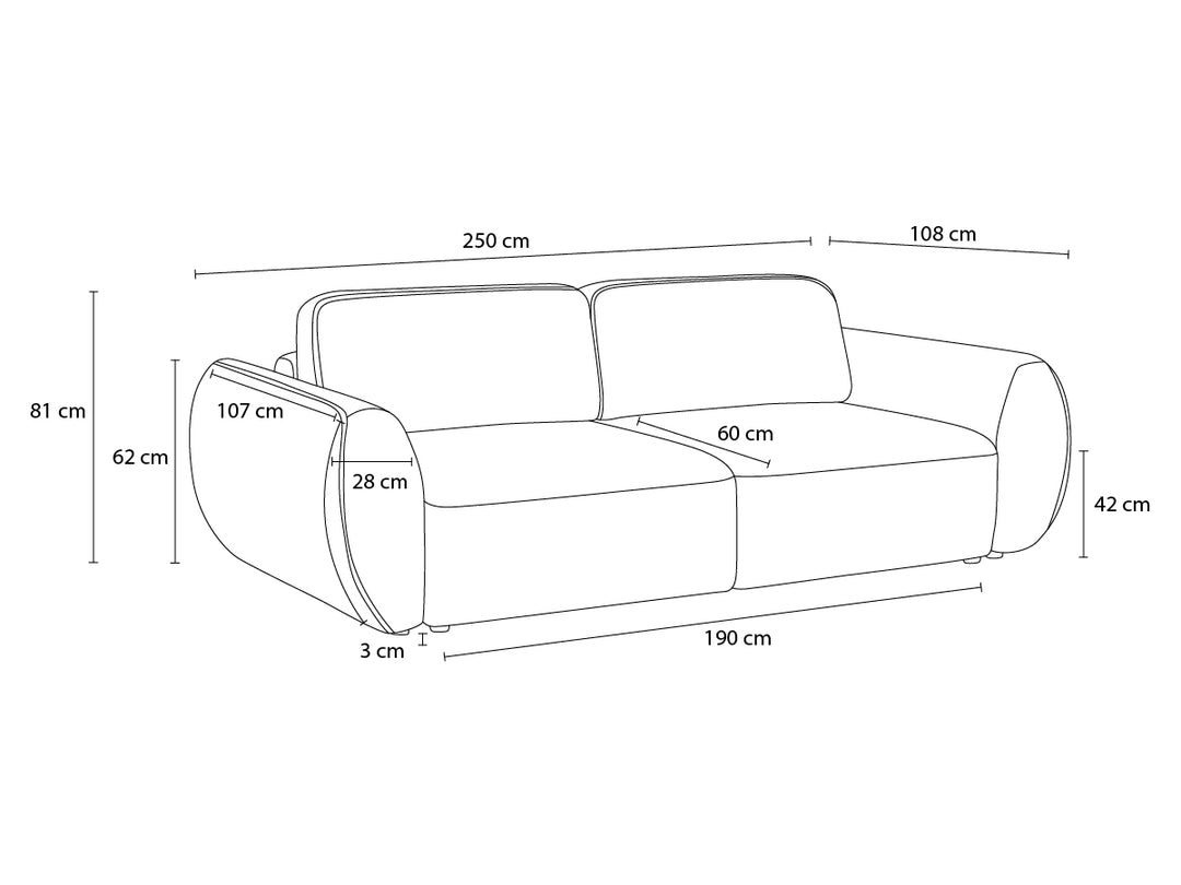 Canapé droit convertible BOBOCHIC Denise 3 places tissu texturé beige