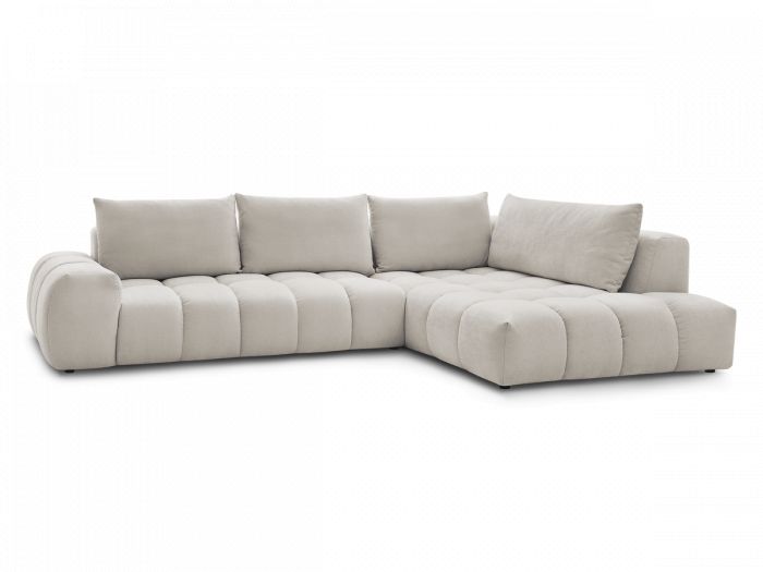 Canapé d'angle droit BOBOCHIC 4 places EVEREST tissu texturé beige — photo produit