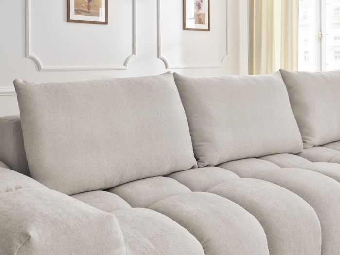 Canapé d'angle droit BOBOCHIC 4 places EVEREST tissu texturé beige — photo produit