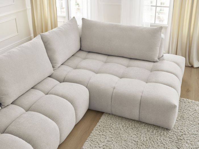 Canapé d'angle droit BOBOCHIC 4 places EVEREST tissu texturé beige — photo produit