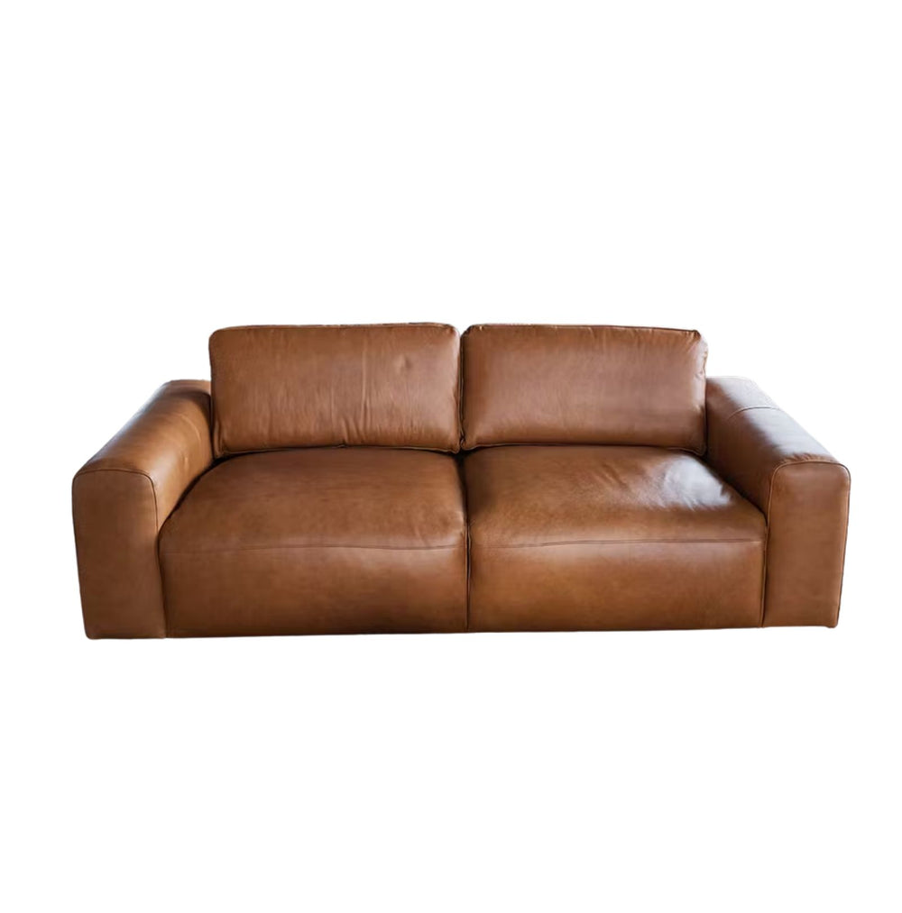 Canapé KAWOLA Bodhi 3 places en cuir Marron