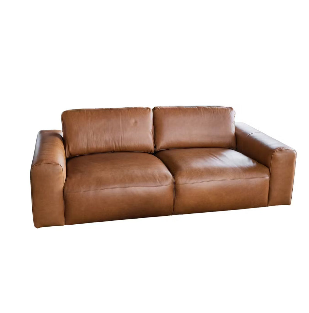 Canapé KAWOLA Bodhi 3 places en cuir Marron