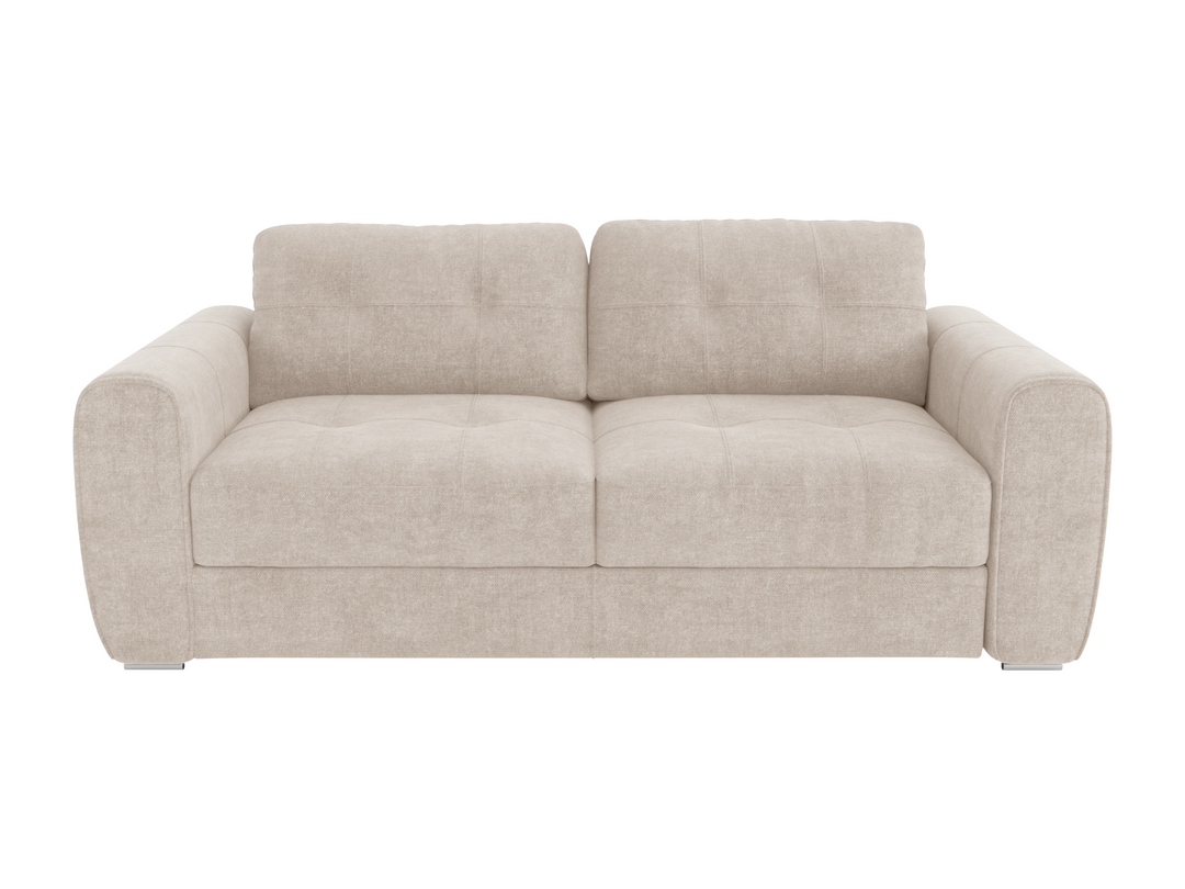 Canapé 4 places convertible express en tissu beige - Couchage 160 cm - Matelas 22 cm avec mémoire de forme BOLIPO