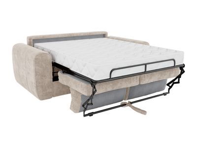 Canapé 4 places convertible express en tissu beige - Couchage 160 cm - Matelas 22 cm avec mémoire de forme BOLIPO