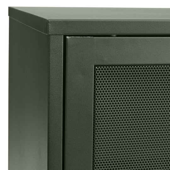 Meuble TV DRAWER Kiso 2 portes 2 niches en métal vert olive