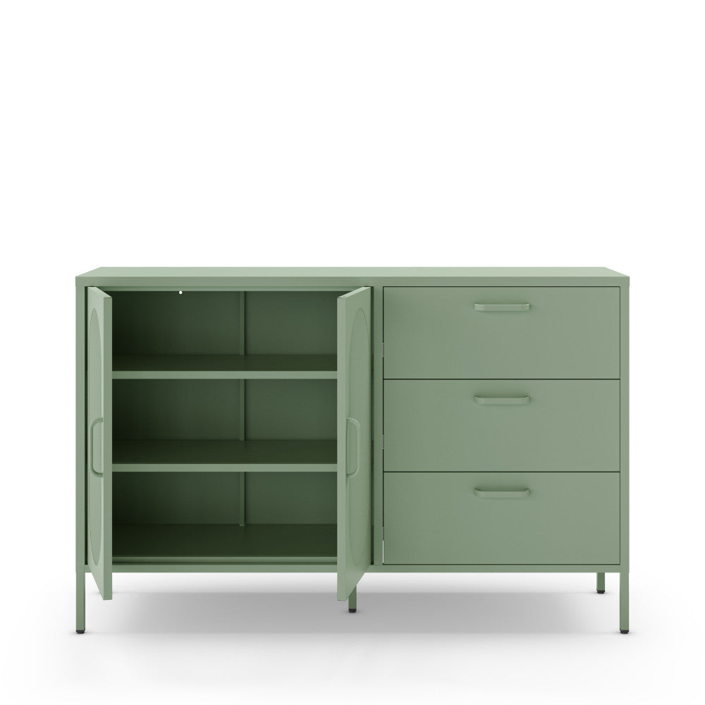 Buffet Zio 2 portes en métal vert menthe L140cm DRAWER
