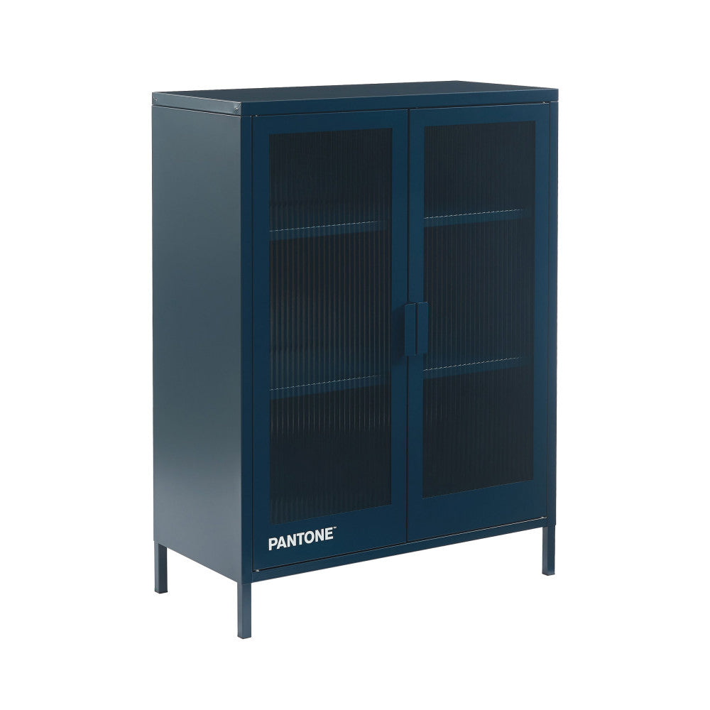 Buffet DRAWER Nino 2 portes en métal bleu PANTONE nuit L75cm