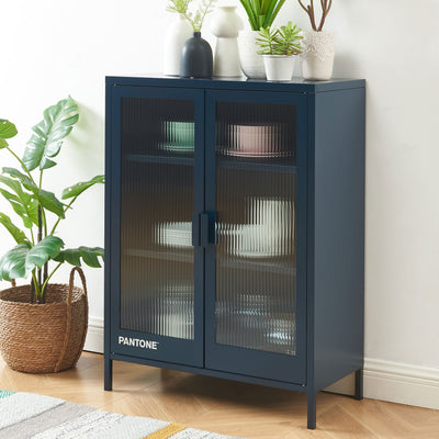 Buffet DRAWER Nino 2 portes en métal bleu PANTONE nuit L75cm