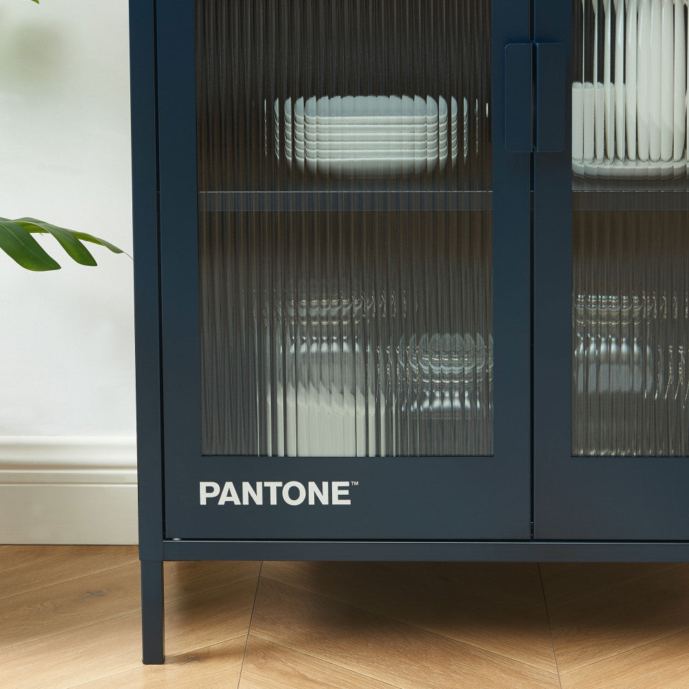 Buffet DRAWER Nino 2 portes en métal bleu PANTONE nuit L75cm