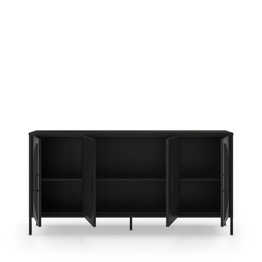 Buffet ZIO 4 portes en métal noir L160cm DRAWER