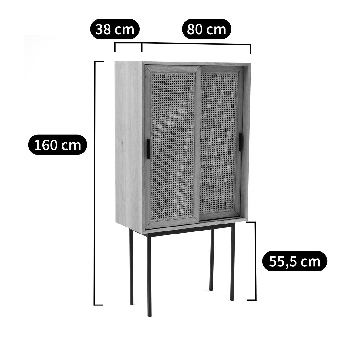Bahut chêne 2 portes cannées, WASKA La Redoute Interieurs