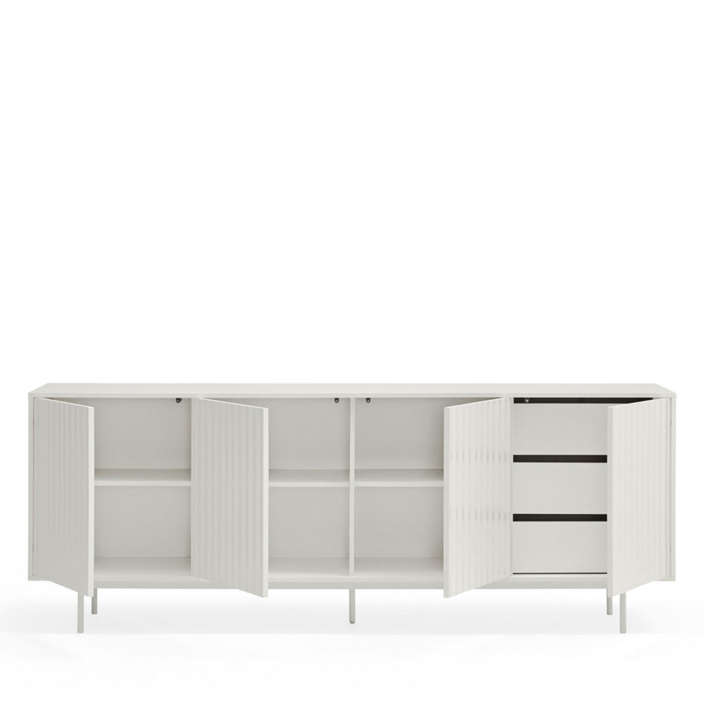 Buffet DRAWER Sierra 4 portes 3 tiroirs en bois blanc L211cm
