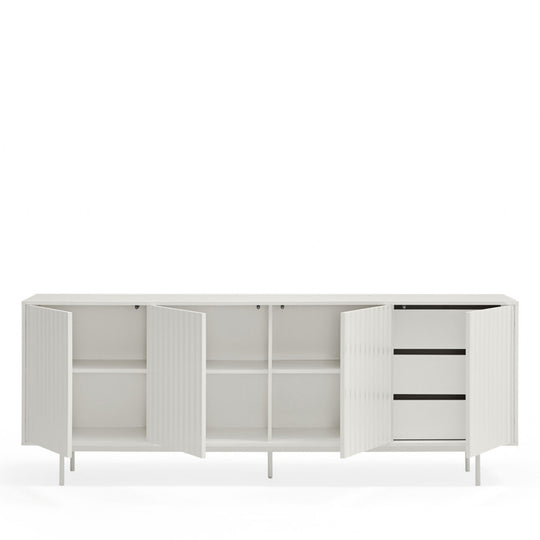 Buffet DRAWER Sierra 4 portes 3 tiroirs en bois blanc L211cm