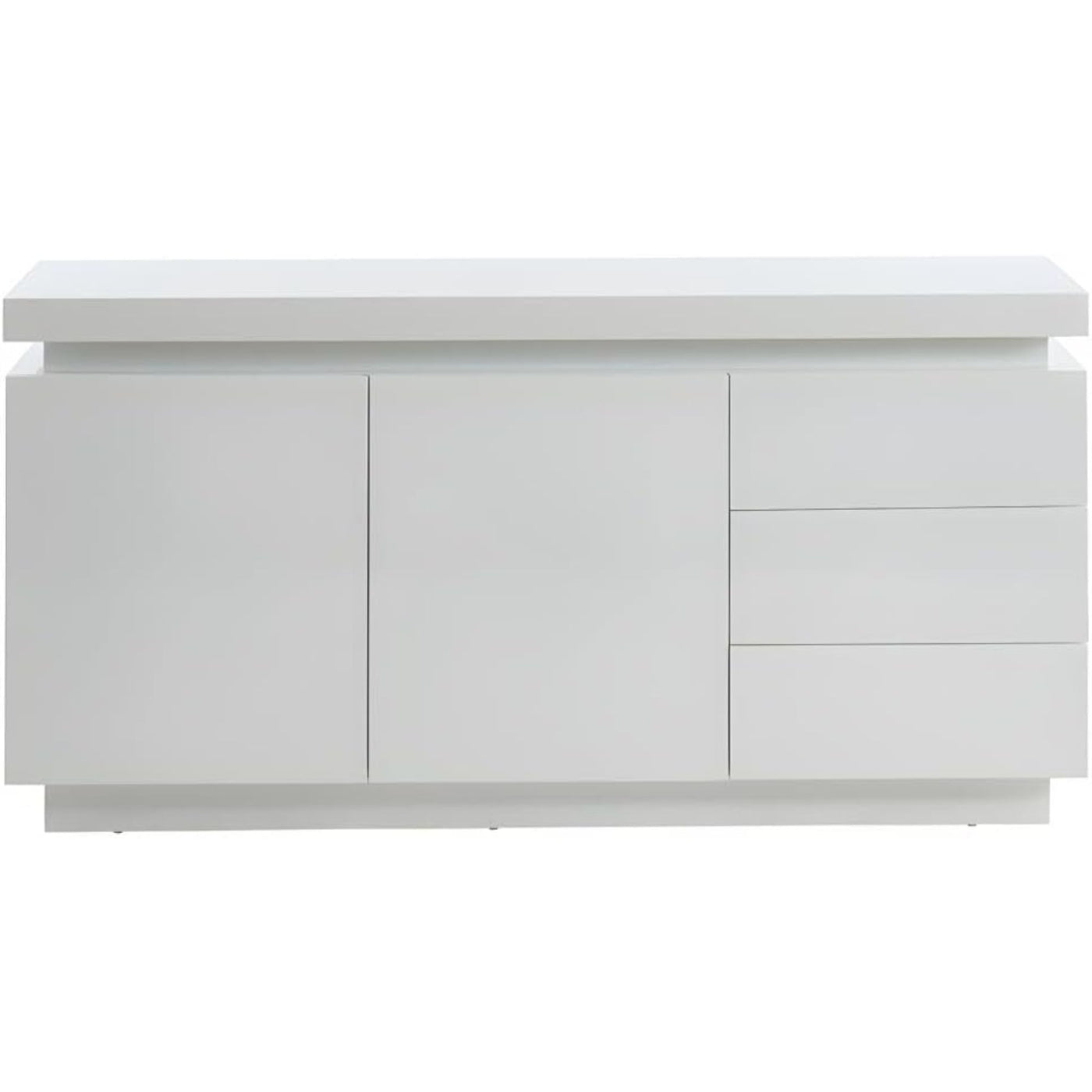 Buffet EMERSON II 2 portes & 3 tiroirs laqué blanc avec LEDs intégrées