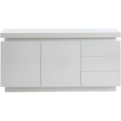 Buffet EMERSON II 2 portes & 3 tiroirs laqué blanc avec LEDs intégrées