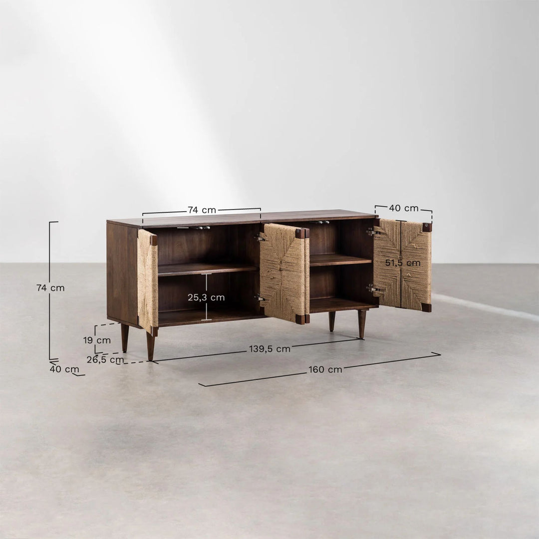 Buffet SKLUM Evans en bois de manguier foncé et jute