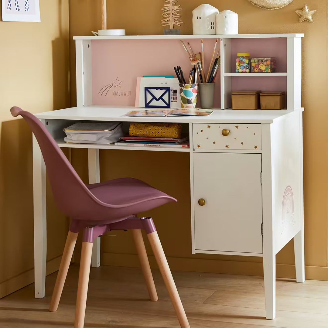 Bureau enfant VERTBAUDET Make a wish blanc clair uni avec décor