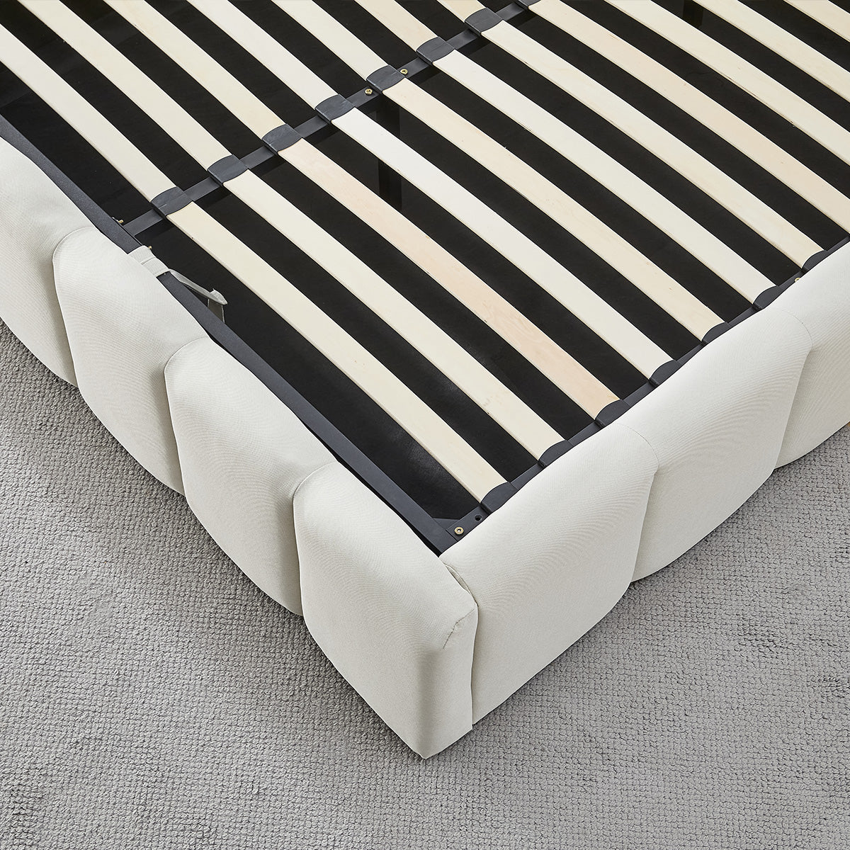 Lit coffre Madeleine en tissu beige