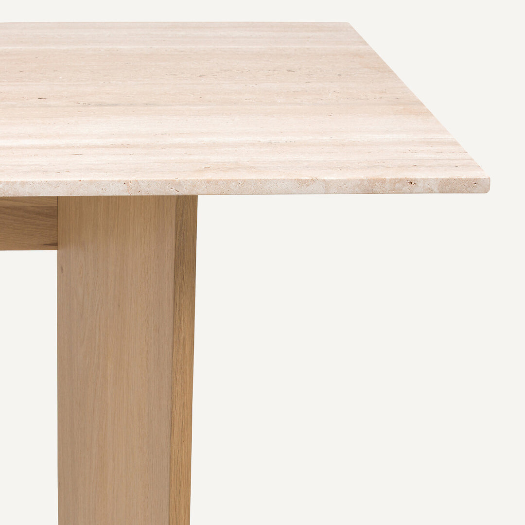 Table travertin chêne massif blanchi, Mindo AM.PM
