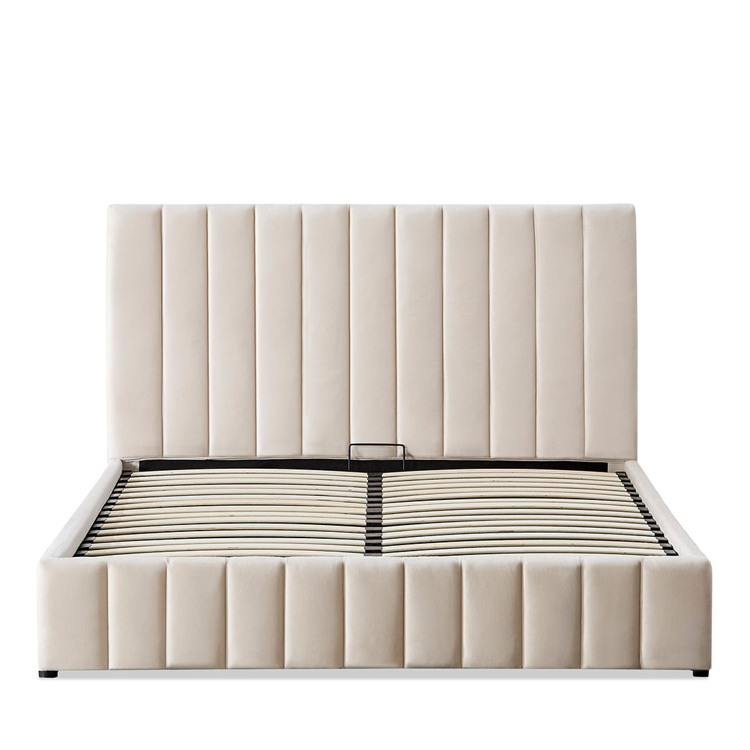 Lit coffre BELLECOUR Trocadéro en velours beige